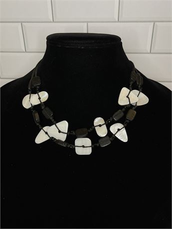 Double Strand Mother of Pearl Bead Necklace