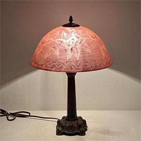Vintage Reverse Painted Table Lamp