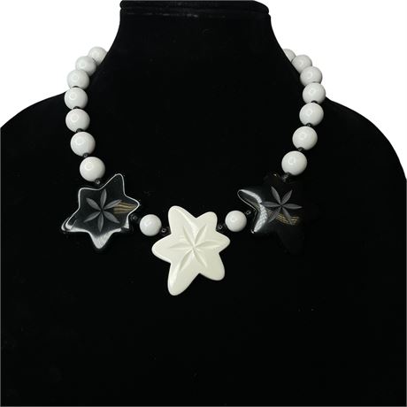 Vintage Black and White Chunky Necklace