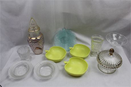 Assorted Glassware and Apple Bowls