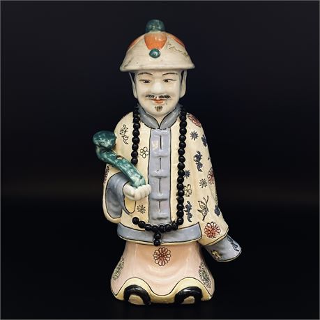 Vintage Chinese Hand Painted Porcelain Statuette - 13"T