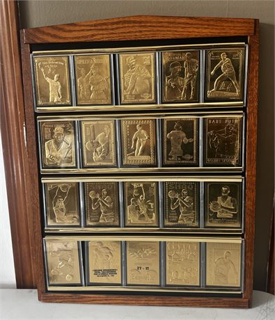 Framed Collection Of Gold Cards Babe Ruth Other Stars Rare