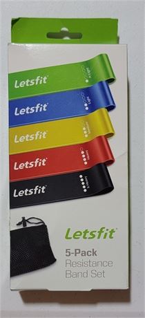 New in box Letsfit 5 pack of Exercise Resistance Band Set