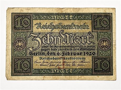 1920 Germany Ten Mark Note