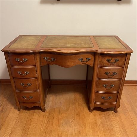 Antique Kneehole Desk with Leather Top