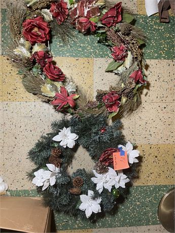 Two Vintage Christmas Wreaths