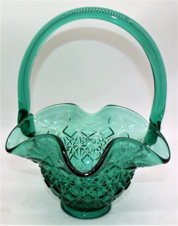 FENTON green glass basket