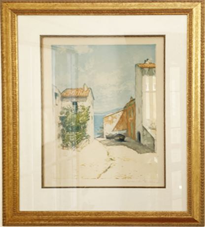 Robbe Signed "Rue A St. Tropez, Etching & Aquatint 1927