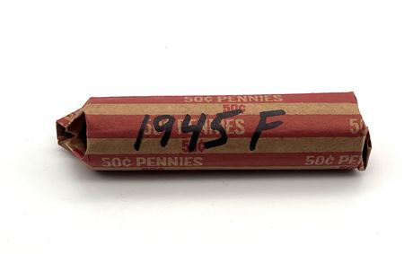 Roll of 50 1945 F Lincoln Wheat Pennies