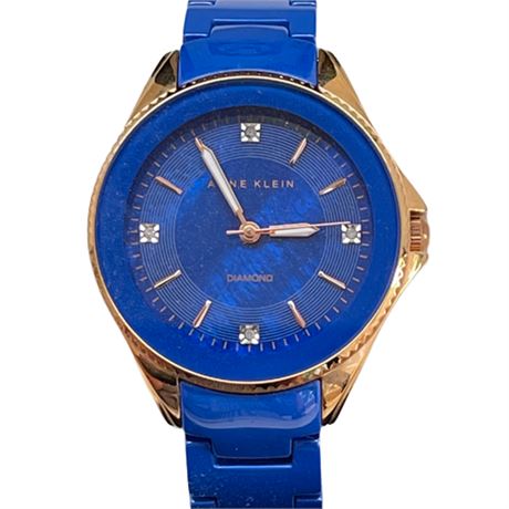 Anne Klein Diamond Accente Cobalt Blue Ceramic Watch