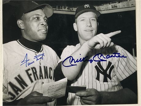 Baseball Mickey Mantle & Willie Mays Signed by Both 8x10 Photograph