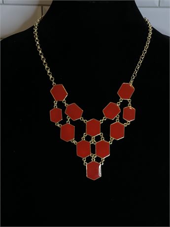 Red Enamel Bib Necklace