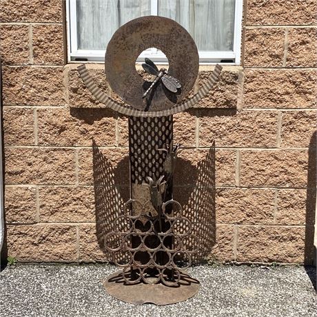 Unique Signed/Dated Heavy Steel Lawn and Garden Sculpture