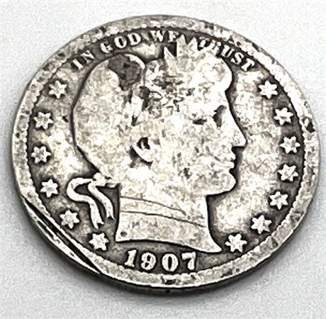 1907 Silver Barber Quarter