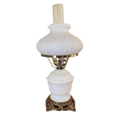 Vintage Gone With the Wind Style Milk Glass Lamp