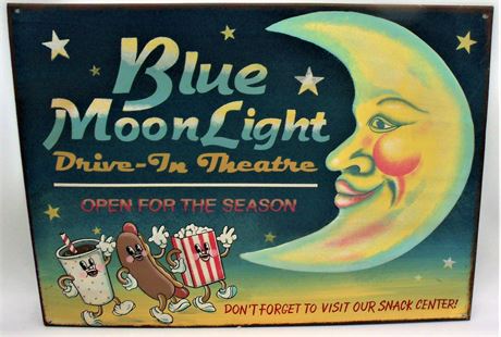 Metal Blue Moon Drive In Theatre sign