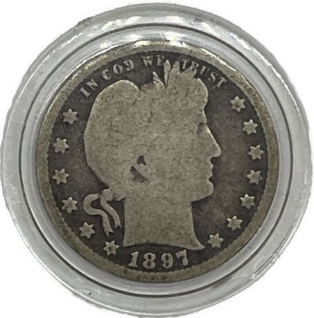 1897 US Barber Silver Quarter Coin