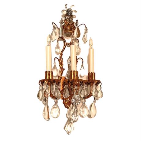 Hollywood Regency Electrified Wall Sconce Pair