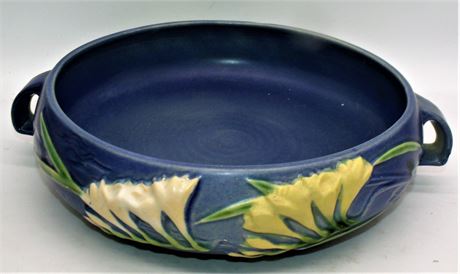 Blue Roseville Freesia bowl 11 1/2"