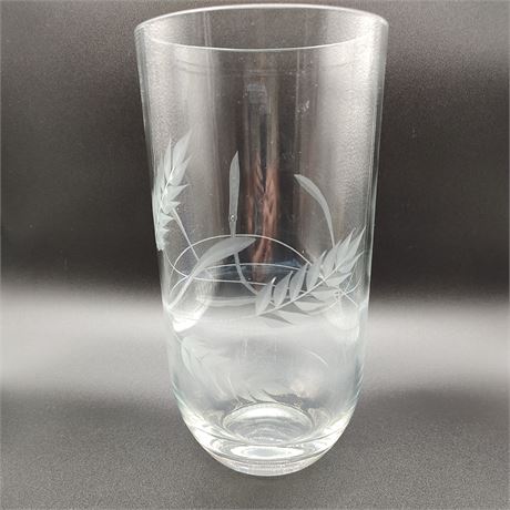 Bid On Everything - Vintage Wheat Sheaths Etched Crystal Vase