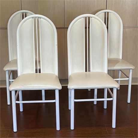 Vintage Metal Back Dining Chairs - Four (4)