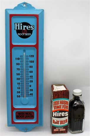 Metal HIRES Rootbeer Thermometer & bottle