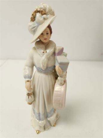 Lenox "Shopping in Paris" Ivory Fine China Figurine Victorian Woman