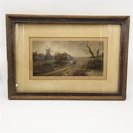 J. W. Gozzard "Approach of Night" Antique Lithograph