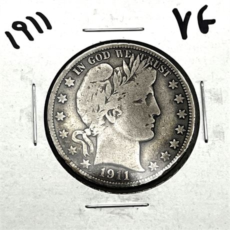 1911 Silver Barber Half Dollar