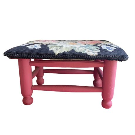 Petite Point Floral Foot Stool
