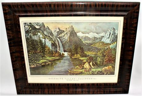 Framed Currier & Ives Yosemite Valley 1866
