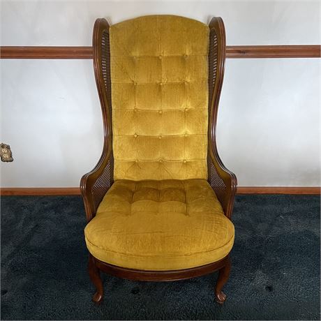 Tufted Wingback Chairs with High Back and Cane Arms