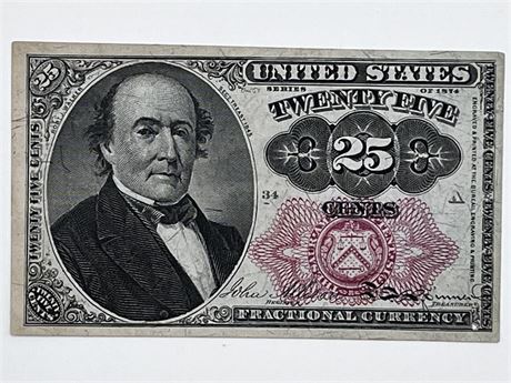 1874 25 Cent Fractional Currency Note