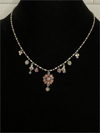 Jessica Simpson Rhinestone Flower Pendant Necklace