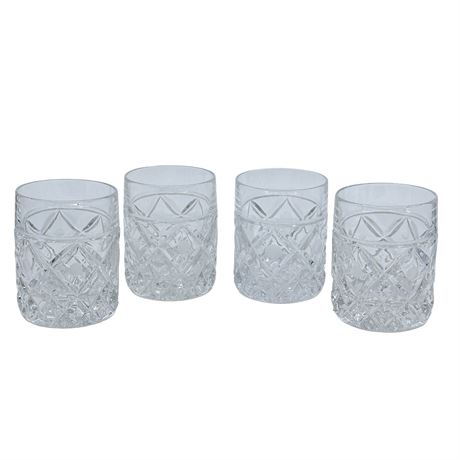 Hand-Cut Crystal Double Old Fashioned Glasses, Set of Four