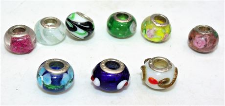 Sterling art glass beads