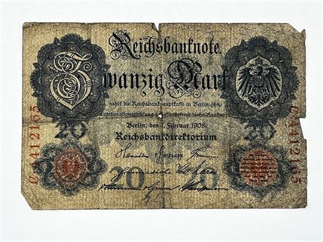1908 Germany Twenty Mark Currency Note