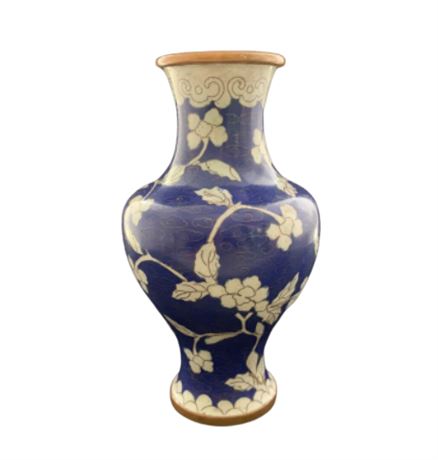 Cloisonne 1920's Blue and White Chinese Vase