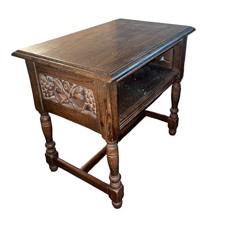 Vintage Spanish Revival Oak Accent Table