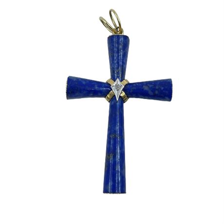 Lapis and Diamond Accent and Gold Crucifix