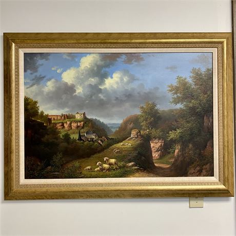 Original Manfred Gerber Rural Landscape Oil On Canvas Painting