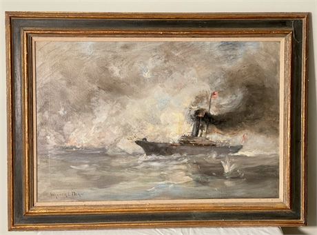 Walter Lofthouse Dean "Sea Battle" Painting
