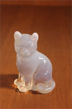 Fenton Clear Opalescent Cat Figurine