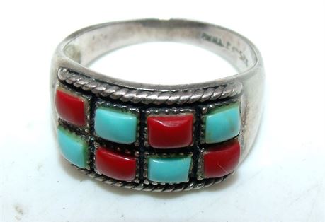 Sterling Turquoise Coral ring
