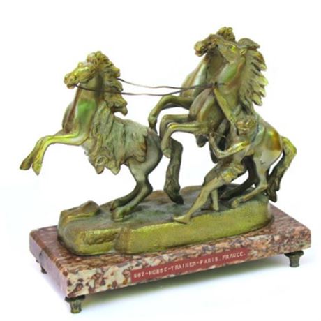 Antique Bronze Group of Horses and Trainer