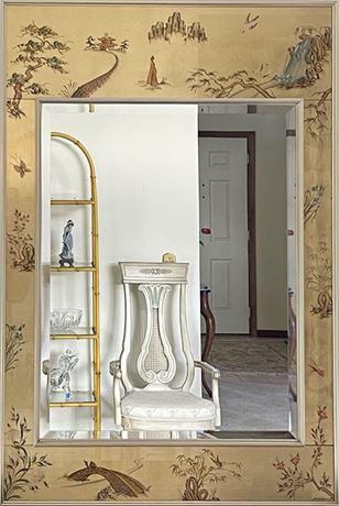 1980's LaBarge Eglomise Signed Chinoiserie Mirror