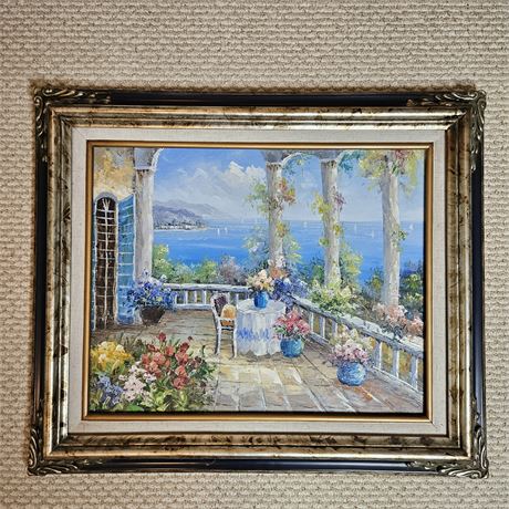 Waterfront Oil Painting Signed