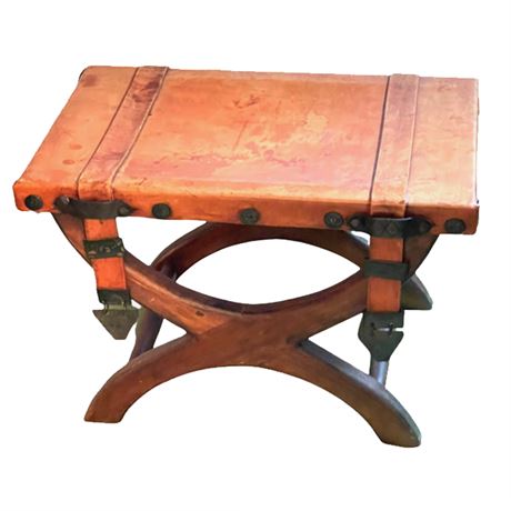 Mexican Leather Saddle Stool