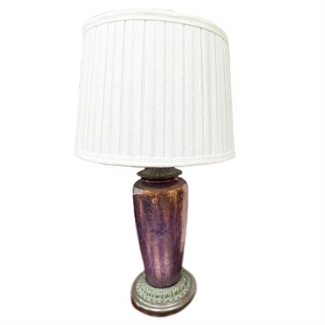 Vintage Purple and Gold Floral Iridescent Table Lamp
