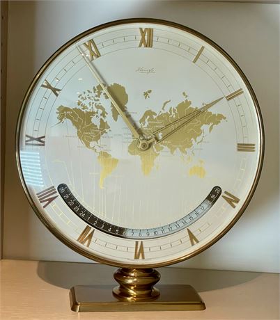 Kienzle German Brass Mantle Clock With World Time